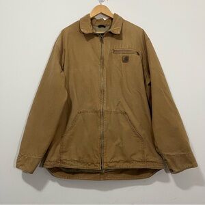 Vintage Carhartt Hamilton Work Jacket XLT J169 BRN Tan Brown Harrington Full Zip